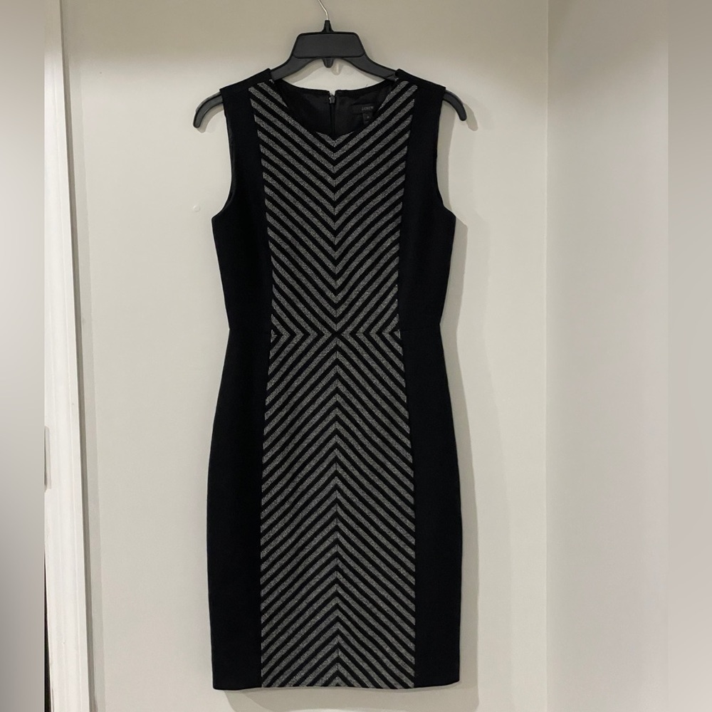 J‎ Crew herringbone black gray wool blend dress Size 0